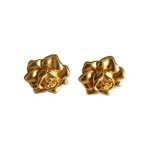 Vintage Avon Gold Tone Rose Flower Art Nouveau Clip Earrings Elegant